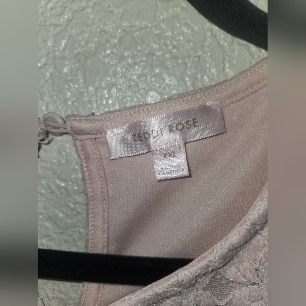 🩷EUC Teddi🧸 Rose🌹 " Lacy🌸 Keyhole Detail Lined Lace Top" Light Pink🩷 Sz XXL - Picture 5 of 12